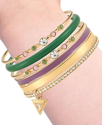 Guess Gold-Tone Multi-Stone Bangle Bracelet, 6-Piece Set