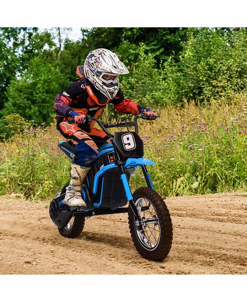 homfan 24V 350W Dirt Bike, 3 Speed Modes, Up to 14.3 Mph, Shock-Absorbing Suspension, Off-Road