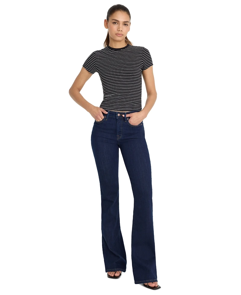 Good American Women's Mid-Rise Flared Jeans, Regular & Plus