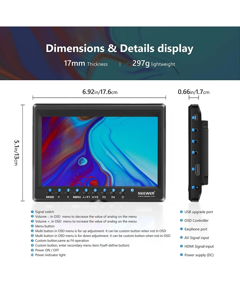 Neewer F100 Camera Battery and Charging Accessory with 7 inch