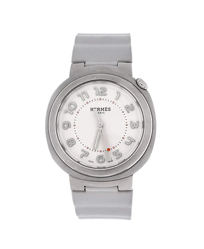 Pre-Owned HERMES Cut Automatic Watch in Stainless Steel and Rubber 36mm