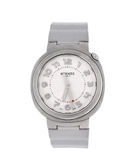 Pre-Owned HERMES Cut Automatic Watch in Stainless Steel and Rubber 36mm