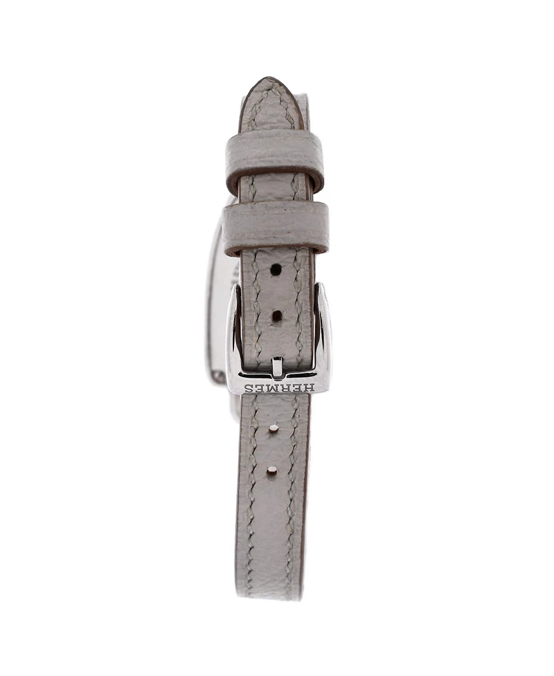 Pre-Owned HERMES Galop d'Hermes Quartz Watch in Stainless Steel and Leather with Diamond Bezel 21mm