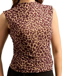 Bcx Juniors' Printed Mesh Mock Neck Tank Top