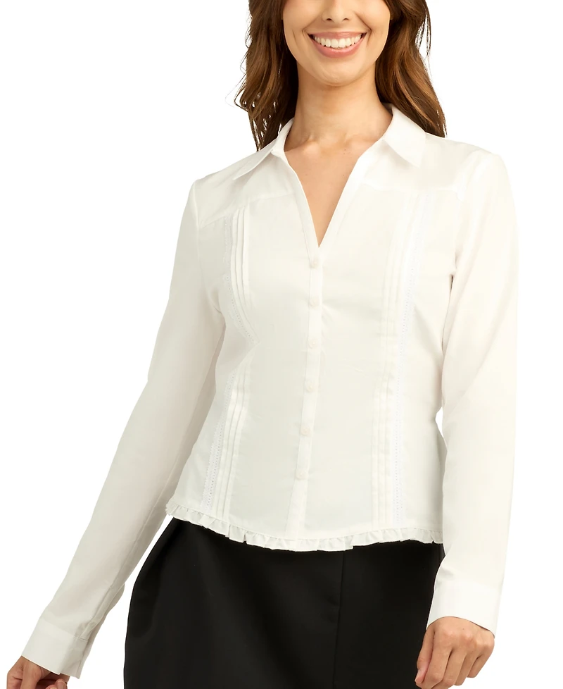 Bcx Juniors' Poplin Collared Button-Up Shirt