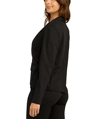 Bcx Juniors' Pinstripe Ponte Knit Button-Front Blazer