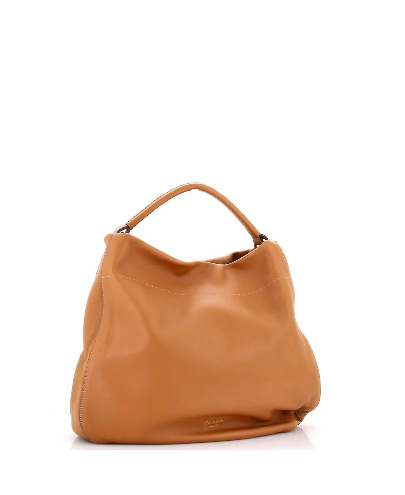 Pre-Owned Prada Large Rolle Hobo Soft Grain Leather
