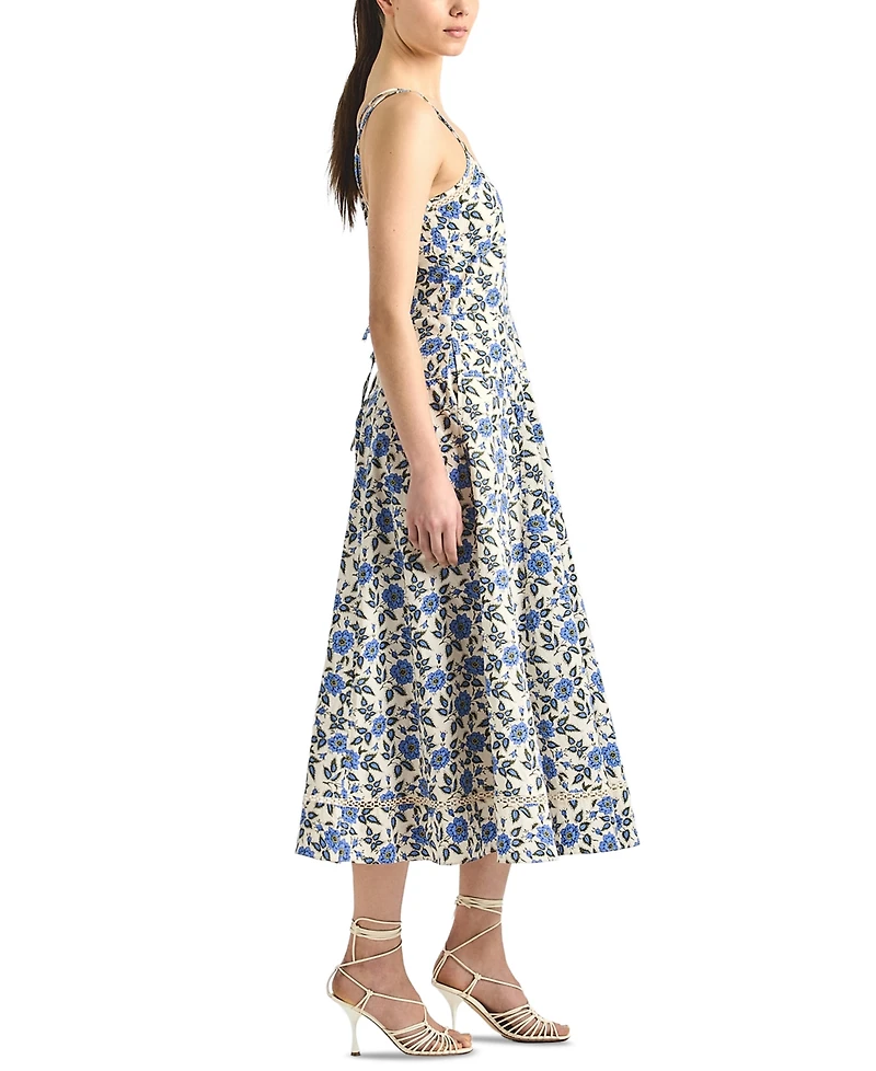 Derek Lam 10 Crosby Women's Adair Printed Cotton Double Strap Midi Dress