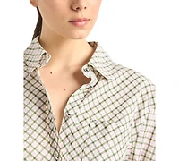 Derek Lam 10 Crosby Women's Delaney Mini Check Shirting Open Back Dress