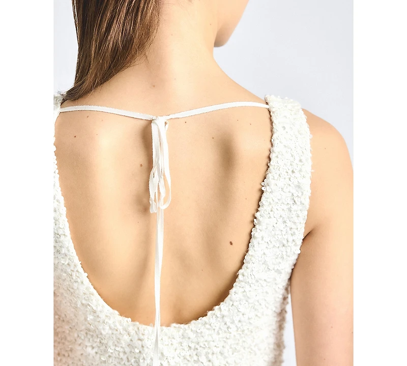 Derek Lam 10 Crosby Women's Ailani Paillette Boucle Scoop Neck Tank Dress