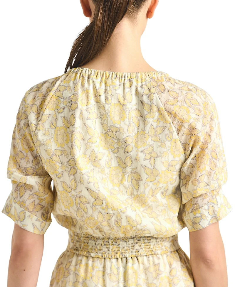 Derek Lam 10 Crosby Women's Suri Printed V-Neck Tuck Front Top