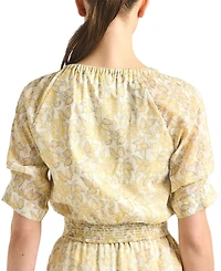 Derek Lam 10 Crosby Women's Suri Printed V-Neck Tuck Front Top