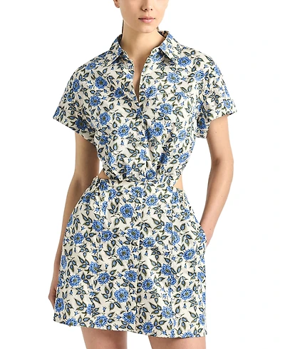 Derek Lam 10 Crosby Women's Alba Printed Cotton Open Back Shirt Dress