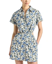 Derek Lam 10 Crosby Women's Alba Printed Cotton Open Back Shirt Dress