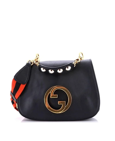 Pre-Owned Gucci Medium Web Blondie Shoulder Flap Bag Leather