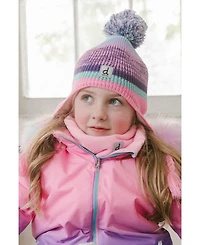 Deux par Deux Little and Big Girl Winter Peruvian Knit Hat with Pompom Mauve and Jacquard
