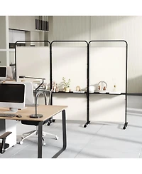 Slickblue 3 Panel Room Divider Screen with Storage Shelves and Rolling Wheels