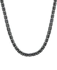Italian Silver Men's 3-Row Black Ice Chain Necklace in Sterling Silver