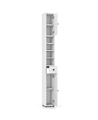 Costway Slim Bathroom Tall Cabinet with 2 Doors, 1 Drawer and 5 Adjustable Shelves for Home