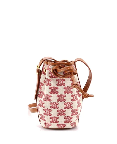 Pre-Owned Celine Micro Drawstring Bucket Bag Triomphe Canvas
