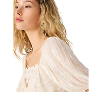 Steve Madden Women's Vickie V-Neck Half-Sleeve Top