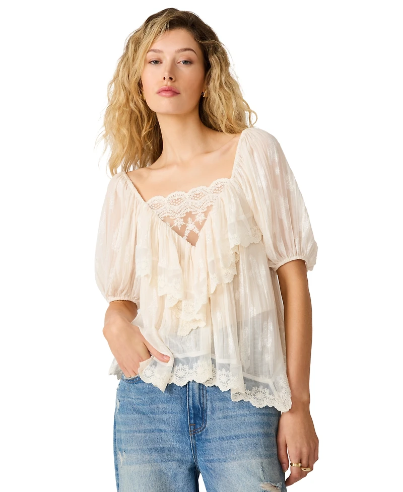 Steve Madden Women's Vickie V-Neck Half-Sleeve Top