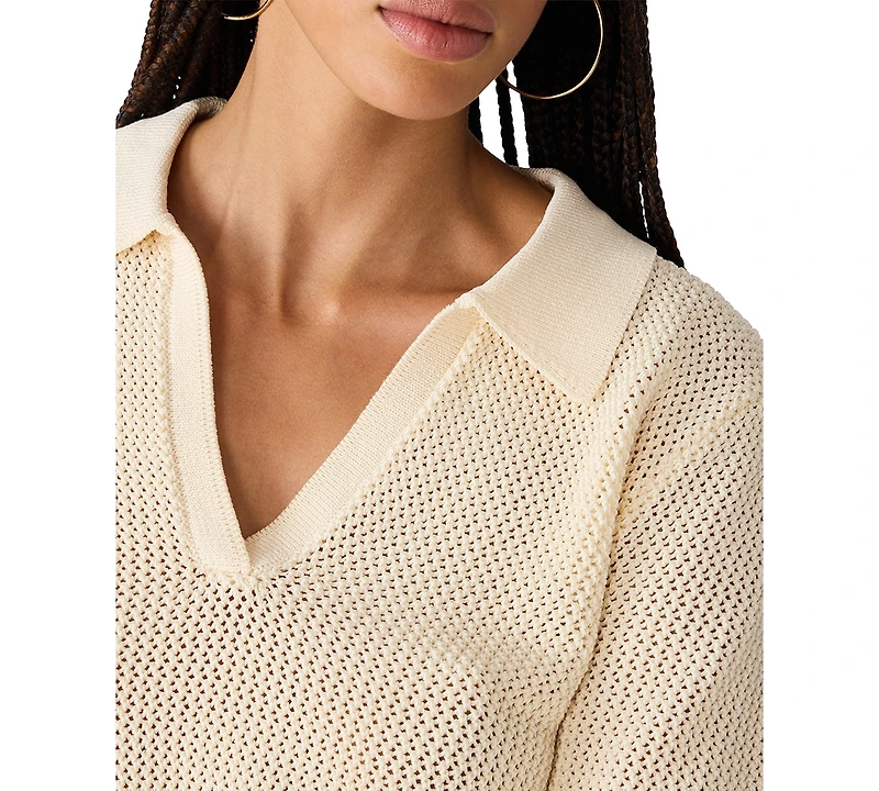 Steve Madden Women's Lark Collared V-Neck Sweater Top