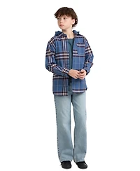 Levi's Boys' 8-20 Hooded Plaid Flannel Long-Sleeve Shirt