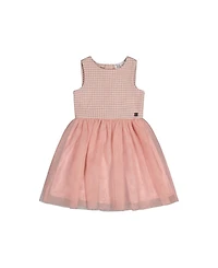 Deux par Little and Big Girl 6-14 Bi-Material Sleeveless Dress Houndstooth