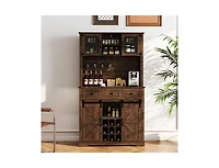 Slickblue Home Coffee Bar Cabinet with Drawers, Sliding Doors and Storage Shelves