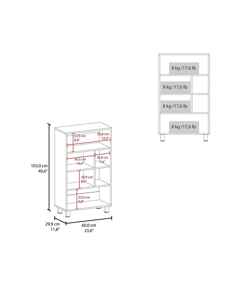 Flynama Wenge Finish Six-Shelf Home Bookcase Scratch Resistant Storage Display Rack