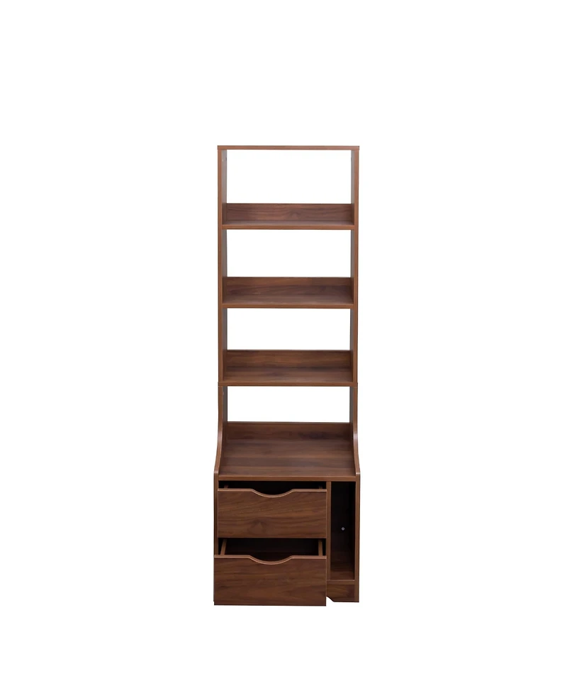 flynama Tall Nightstand with Bookshelf and 2 Drawers Space Saving Bedroom Storage