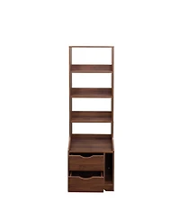 flynama Tall Nightstand with Bookshelf and 2 Drawers Space Saving Bedroom Storage