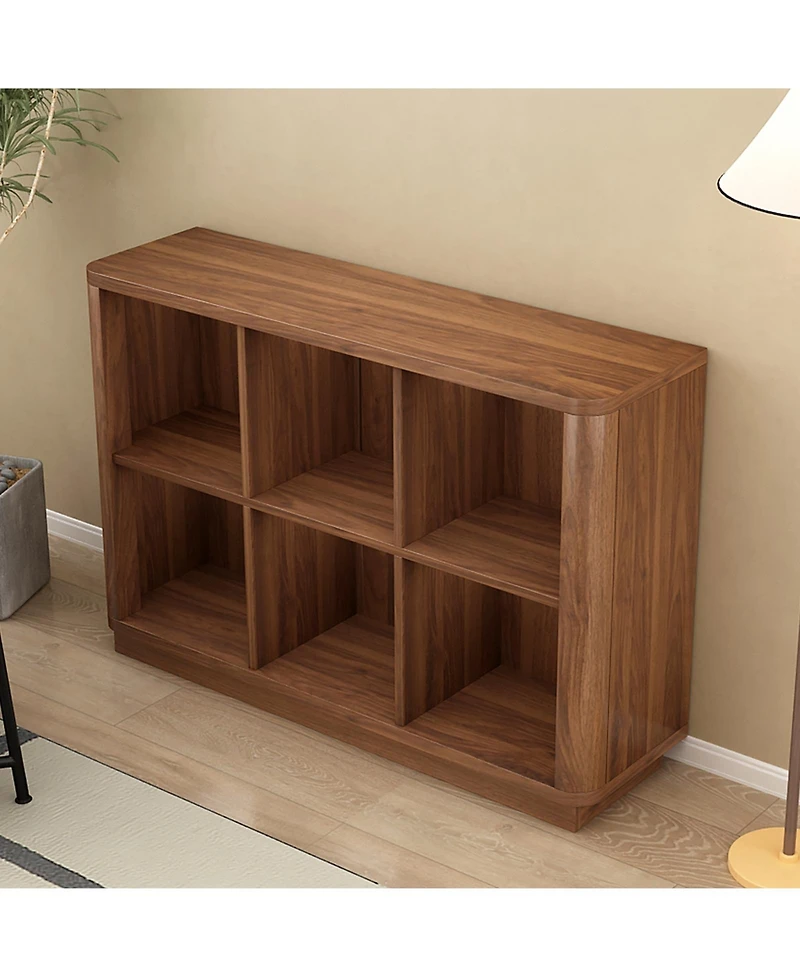 flynama 40 Inch Wide 6-Cube Curved Edge Low Horizontal Farmhouse Bookcase