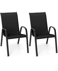 Costway Patio Dining Chairs Stackable Armrest Space Saving Garden