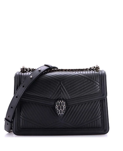 Pre-Owned Bvlgari Serpenti Forever Shoulder Bag Quilted Leather