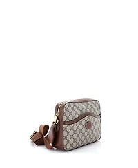 Pre-Owned Gucci Interlocking G Patch Messenger Camera Bag Gg Coated Canvas