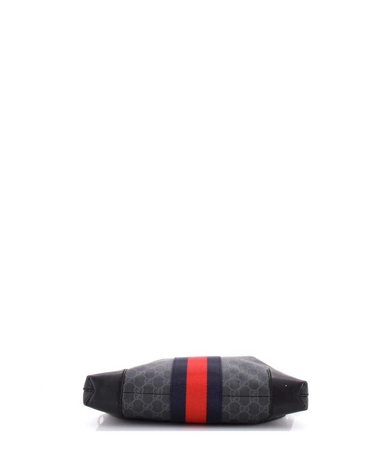 Pre-Owned Gucci Medium Web Zip Flat Messenger Gg Coated Canvas