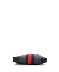 Pre-Owned Gucci Medium Web Zip Flat Messenger Gg Coated Canvas
