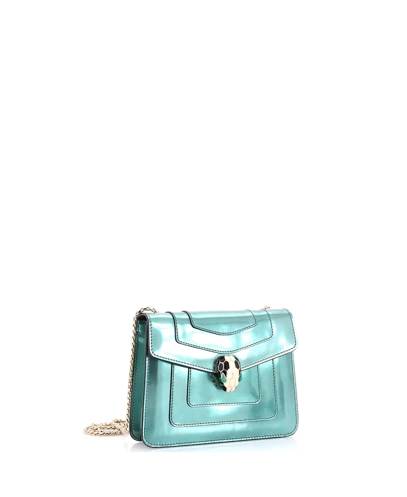 Pre-Owned Bvlgari Small Serpenti Forever Square Shoulder Bag Metallic Leather