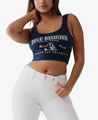 True Religion Women's Logo Crop Tank Top