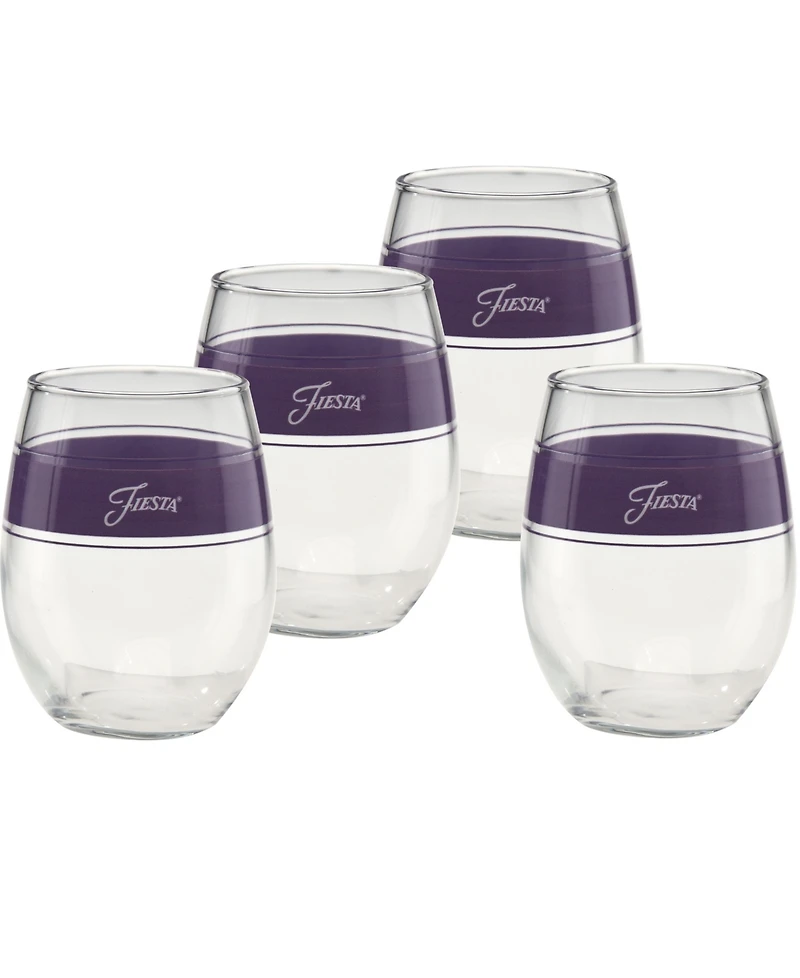 Fiesta Lavender Frame Stemless Wine Glasses, Set of 4