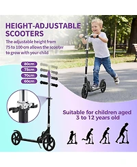 homfan 32.3x4.7x12 Kids Folding Scooter with Big Wheels, Adjustable Handlebar, Lightweight Aluminum Frame, for Outdoor Riding