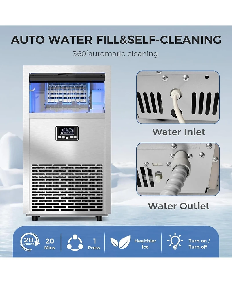 Cowsar 100lbs Commercial Ice Maker,Self-Cleaning