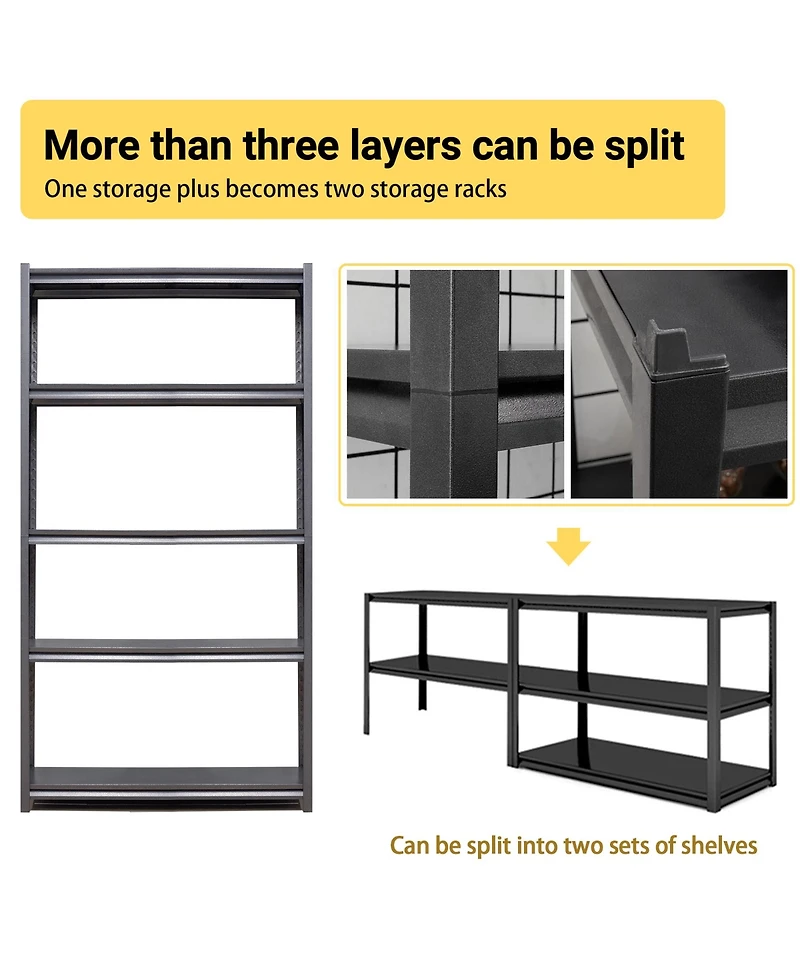 Viyet 63inch Height 5-Tier Metal Storage Shelving - 2000lbs Heavy Duty Adjustable Industrial Rack