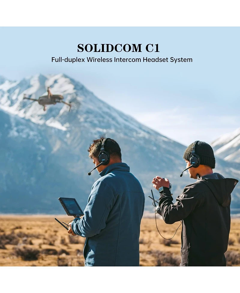 Hollyland Solidcom C1-2S Full-Duplex Wireless Dect Intercom System with 2 Headsets