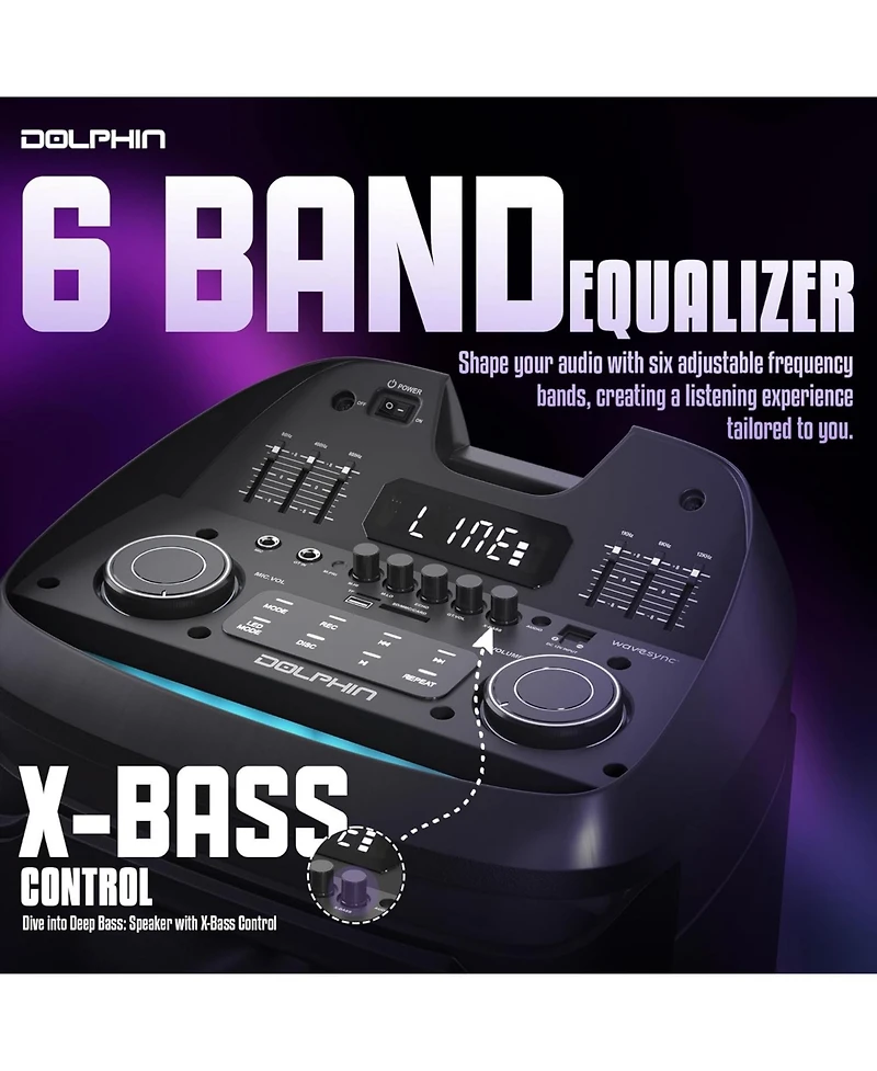 Dolphin KnightWave 1800 Bluetooth Speaker System with Led Lights and Microphone Portable Dj Party Speaker