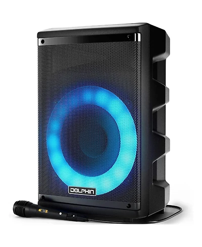 Dolphin Bluetooth Karaoke Party Speaker System with Dynamic Spin Led Lights and Microphone