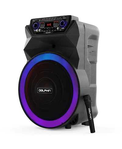 Dolphin BoxParty 18" Bluetooth Speaker System with Led Lights and Microphone Portable Dj Party Speaker