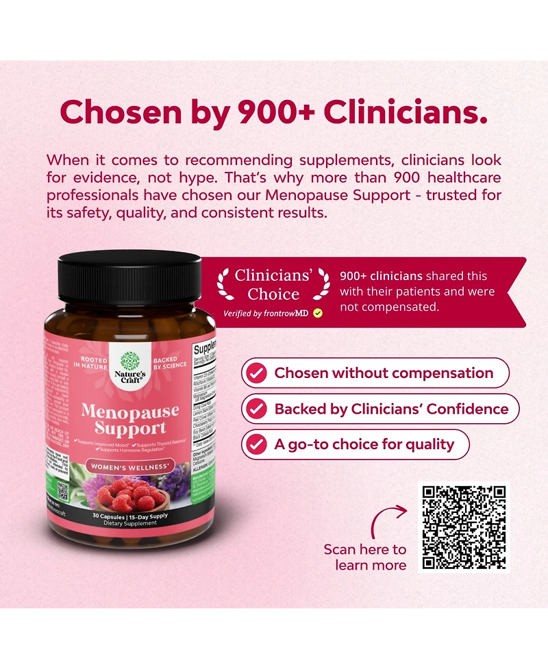 Nature's Craft Menopause Support Capsules, Hormone Balance for Women for Night Sweats Mood, Nature's Craft